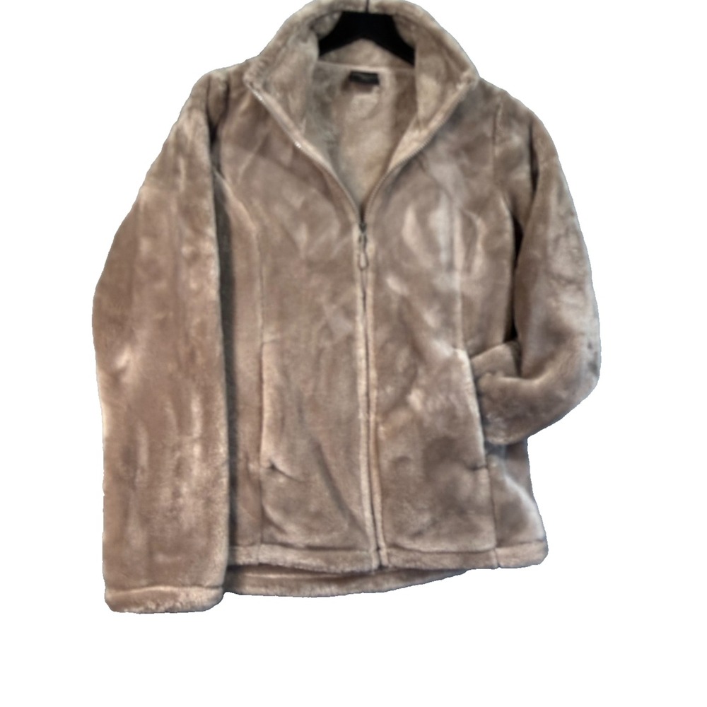 32 Degrees Heat Fleece Teddy Jacket S Tan Faux Fur Zip Up Cozycore Fuzzy Plush